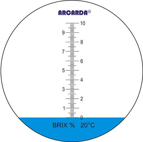 Hand-held refractometer, 0-10% Brix, 0.1% scale