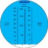 Hand-held refractometer, 0-44% mas sacch, 0-190°Oe, 0-38% KMW
