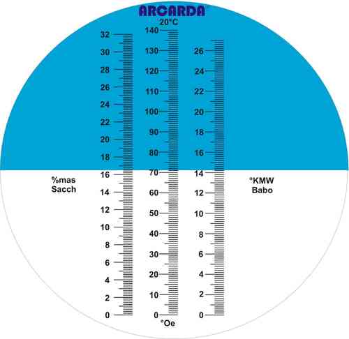 Winzer-Refraktometer, 0-140°Oe, 3 Skalen, ATC