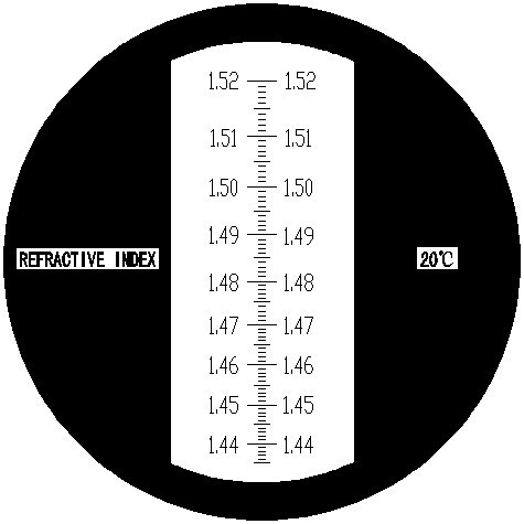 Hand-held refractometer, 1.435-1.520nD refractive index