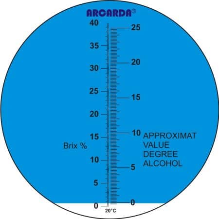 Refraktometer Wein Honigbier 0-40% Brix, Pot. Alkoholgehalt 0-25%
